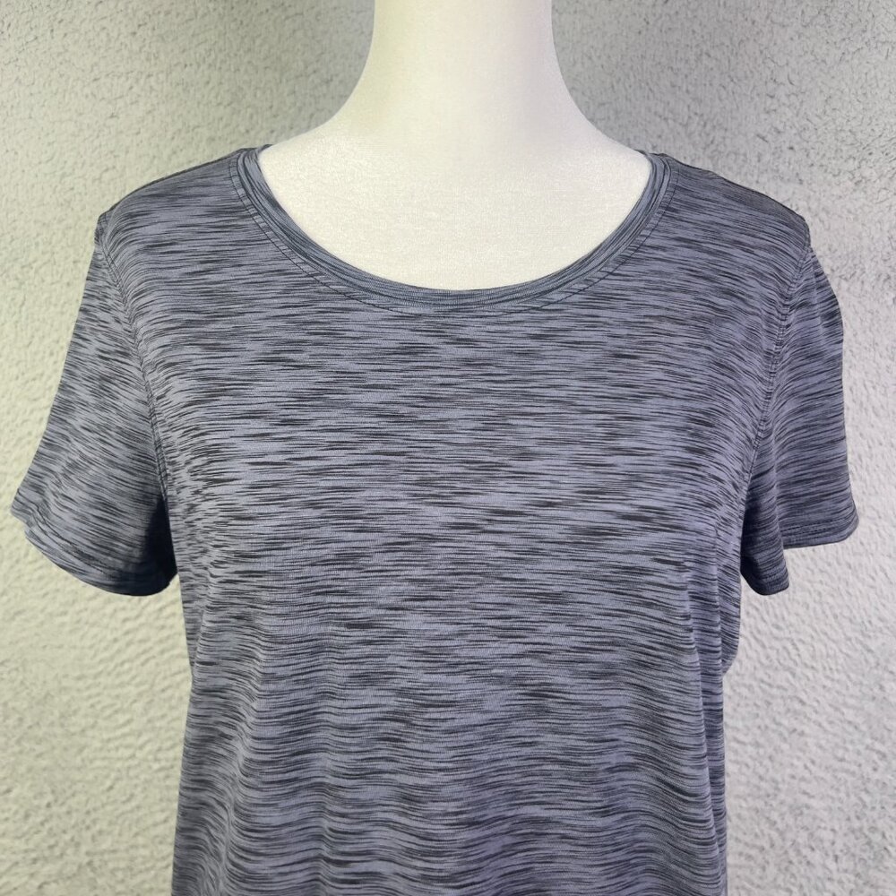 Lululemon Shirt Womens 8 Heather Gray Black Short Sleeve Athletic Gym Preppy - Picture 2 of 7